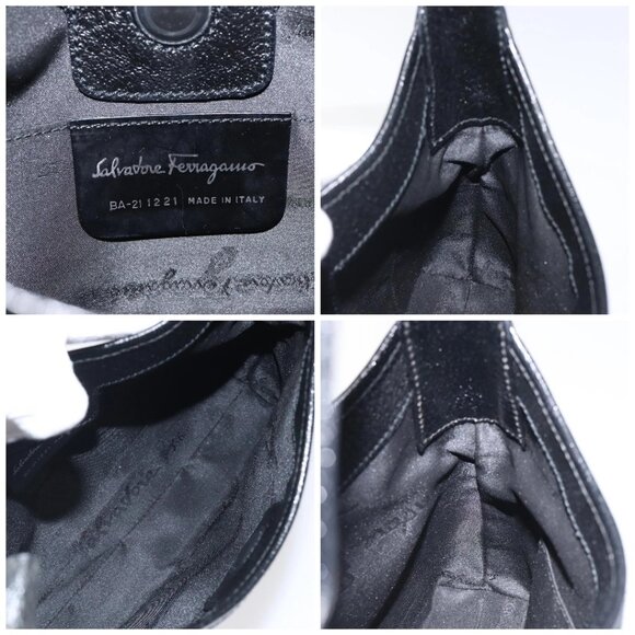 Salvatore Ferragamo Shoulder Bag Canvas Navy Silver Auth bs25827 - Picture 15 of 16